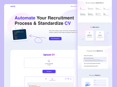 Landing Page - Job Platform CV Parser branding candidate color scheme company cv graphic design hire job job platform landing landing page landing ui landing ux parser product recruiter trend ui ux