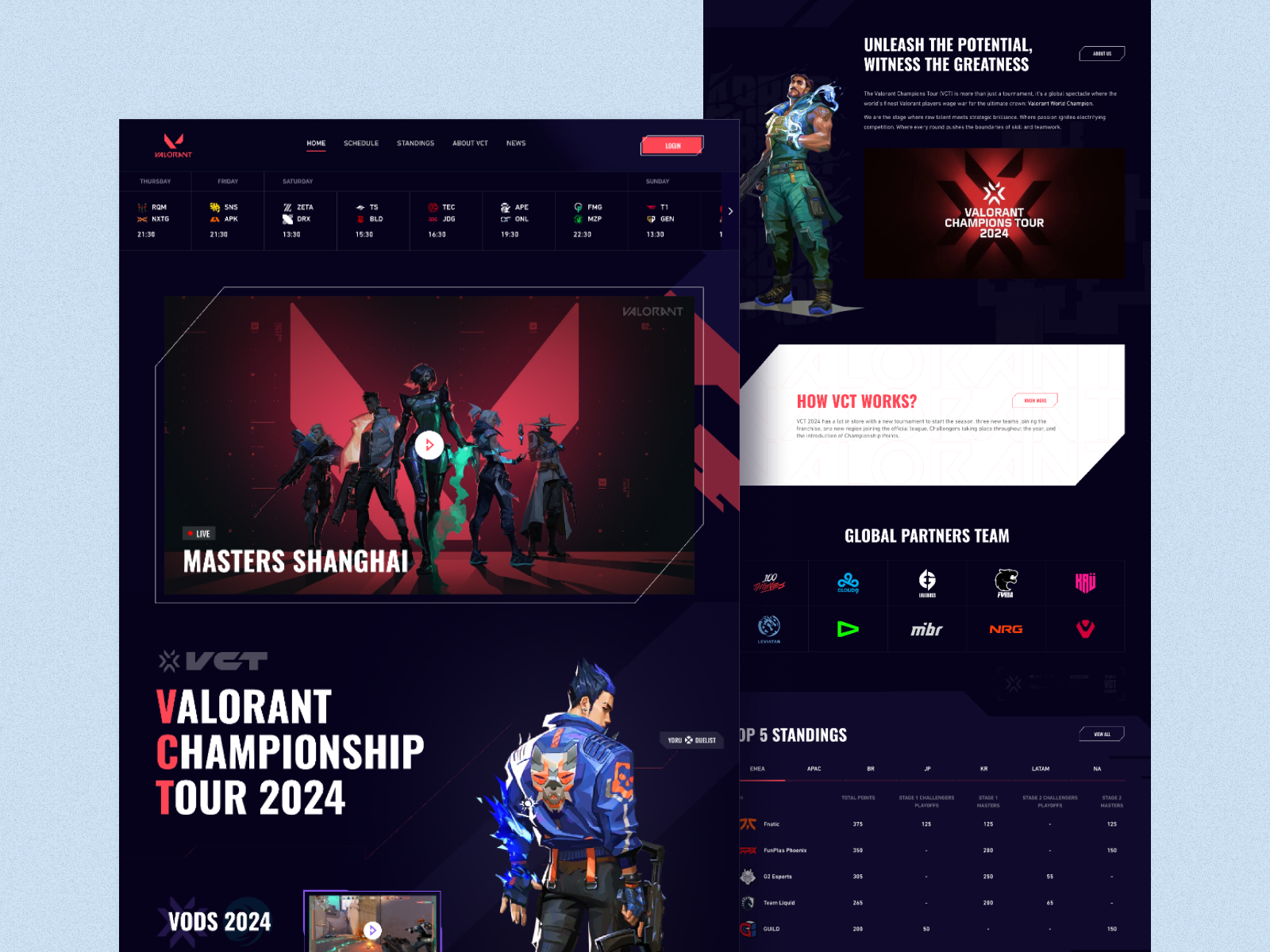 Valorant Championship Tour 2024 dark theme dribbble esports esportsdesign gamedesign gaming gamingcommunity gamingui landingpage uidesign uiux uiuxdesign ux valorant valorantgame vct2024 webdesign websitedesign