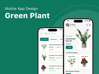 UI design Green plant App app design application branding creative desing creativity design hot app hot plant landing page minimal design mobile app mockup plant app plantting ui ui design ux