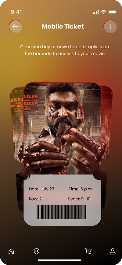 Movie ticket booking App graphic design ui