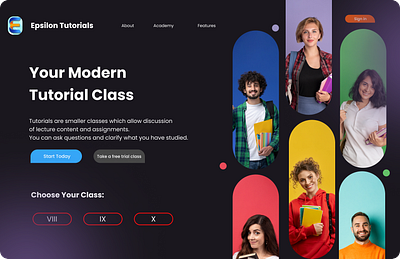 Website for tutorial class branding graphic design ui