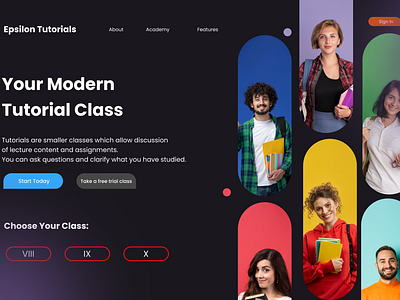 Website for tutorial class branding graphic design ui