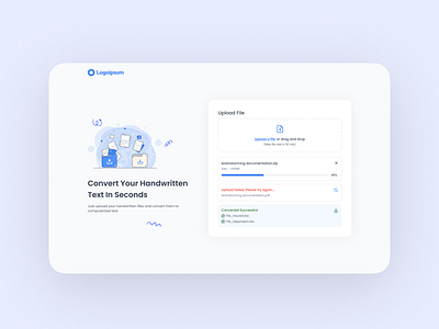 File Uploader - Convert Handwritten texts graphic design ui ux