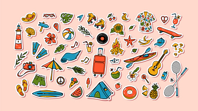 Summer Adventures Doodle Stickers, Resort & Vacation Theme activities adventures beach camping diary doodle hand drawn illustration journal leisure memories objects resort scrapbook seaside stickers summer summertime trendy vacation