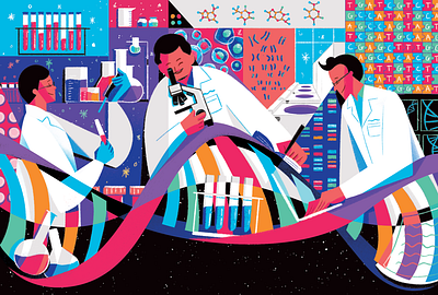 CORRECT DECODING, ACCURATE DIAGNOSIS bloomberg businessweek vietnam dna editorial illustration gene solutions ideation illustration magazine science scientist thanh soledas