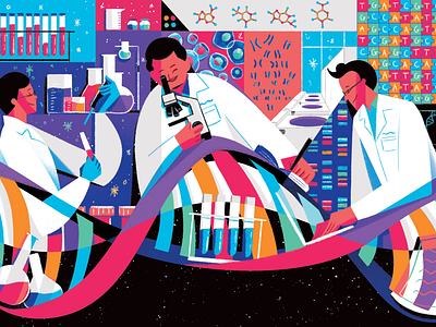 CORRECT DECODING, ACCURATE DIAGNOSIS bloomberg businessweek vietnam dna editorial illustration gene solutions ideation illustration magazine science scientist thanh soledas