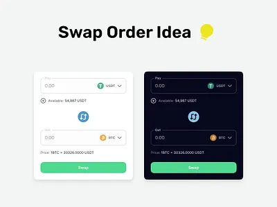 Swap Order Idea buy component crypto currency exchange finance idea market orderbook sell swap trade ui widget
