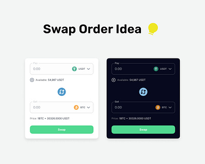 Swap Order Idea buy component crypto currency exchange finance idea market orderbook sell swap trade ui widget
