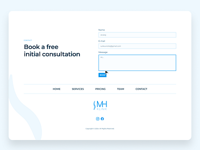 Contact form Physiotherapy clinic contact contact form design doctor form hero section landing page physiotherapy therapy ui ux web webdesign