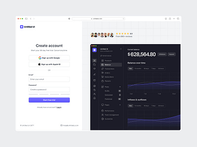 Create account — Untitled UI b2b create account dashboard form google auth log in login minimal onboarding rating saas sign in sign up signin signup ui design ui kit web design