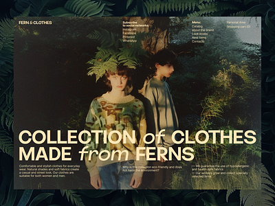 Concept of a clothing store made from fern design fashion nature neural network online store typography ui web yellow