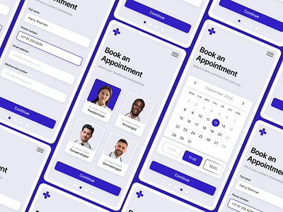 Booking Form UI app app design blue calendar flat form form design medical progress sign up ui user flow user journey ux