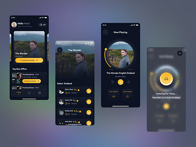 Dubbing App app cinema dubbing mobile movie multilingual app ui uiux ux voice translation