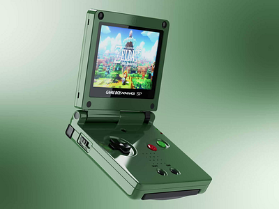 Nintendo Game Boy Advance SP 3d animation branding c4d colorselect design game germany gradient green modeling motion graphics nintendo product render ui uianimation yellow