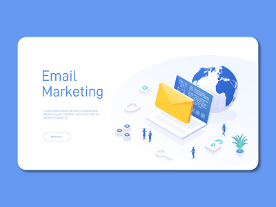 Email marketing. Isometric illustration 3d blue business business illustration computer design email email marketing illustration isometric it mailing marketing newsletter people spam technology vector web web illustration