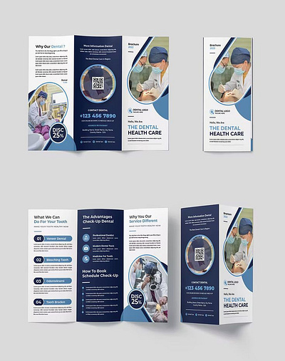 Dental Health Care Trifold Brochure Design. 3d animation banner branding design flyer graphic design illustration logo motion graphics poster ui vector