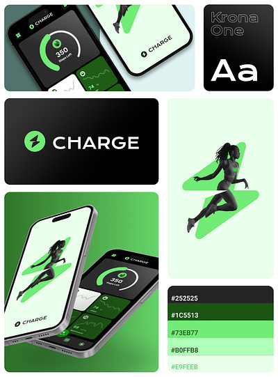 Charge Brand 3d black branding graphic design green logo ui