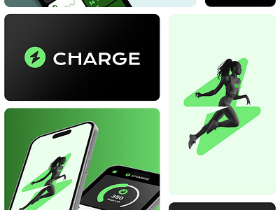 Charge Brand 3d black branding graphic design green logo ui