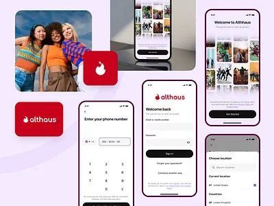 Althaus Dating App - Getting Started app apple application badoo dating getting started group ios mobile network onboarding sign in sign up social tinder ui ux welcome