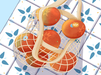 Summer tiles decorative design fruits illustration mango procreate summer tiles
