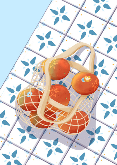 Summer tiles decorative design fruits illustration mango procreate summer tiles