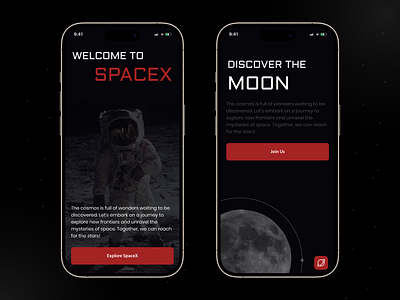 Space App: SpaceX 3d animation astronaut design figma interactive design moon planet science space ui ux