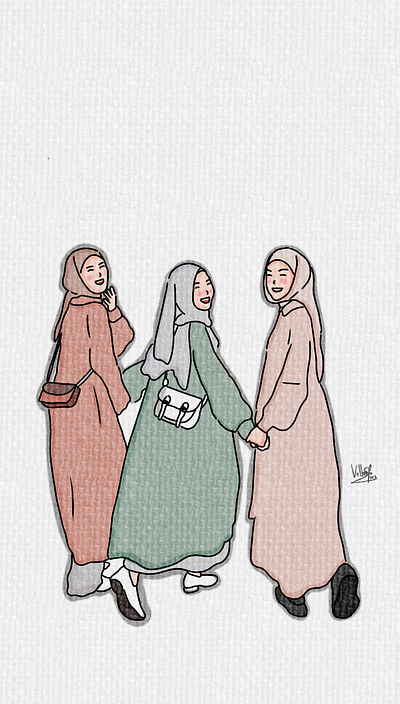 Besties art besties hijab hijabers illustration new ootd outfit vector