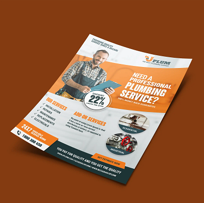 Plumber Services Flyer 3d animation branding classic clean design graphic design illustration logo modern motion graphics ui ui design