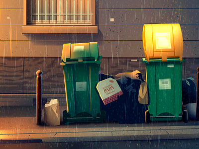Trash talk ambience art city drawxing illustration light mood paris poster rain travel voyage