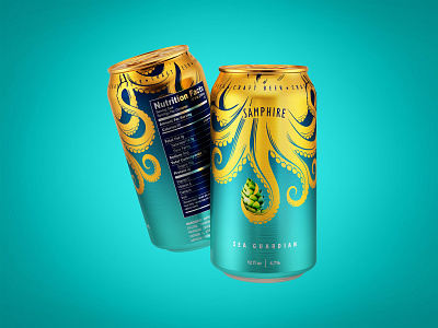 Beer can design 3d alcohol ale beer branding can design drink graphic design identity illustration label logo logotype octopus package packaging sea vector wheat