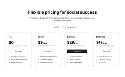 Pricing plan for SoMe Review Integration Tool pricing pricing plans saas ui ux website