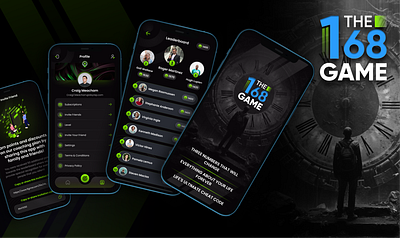 The 168 Game Mobile App Design app dark theme design mobile ui