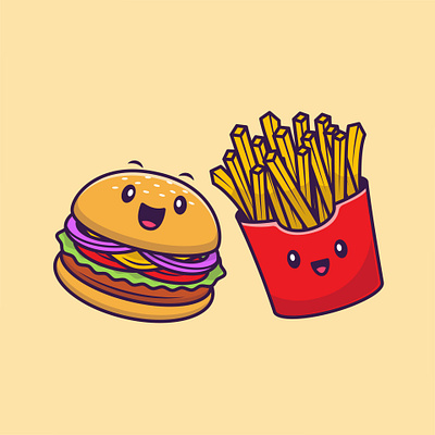 Cute Burger And French Fries design