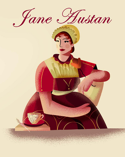 Jane Austan Portrait Illustration animation art branding design dribbleart artwork graphic design illustration inspiration logo ui