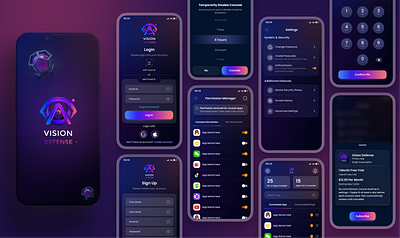 Vision Defence Mobile App Design app dark theme design mobile ui