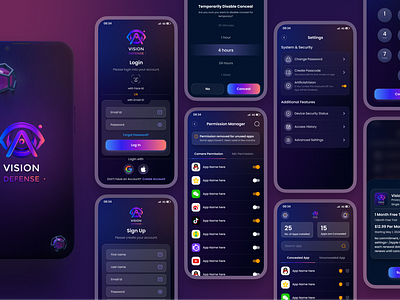 Vision Defence Mobile App Design app dark theme design mobile ui