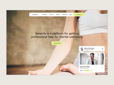 Serenity - Mental Health Platform Website clean consulting design doctor healthcare healthtech landing page mental health mental health website mental treatment session startup therapist website therapy ui ux web web design website design yoga