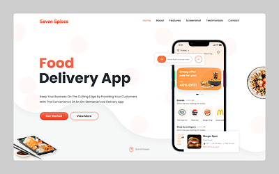 Food Delivery Landing Page branding food delivery graphic design landing page motion graphics ui webflow