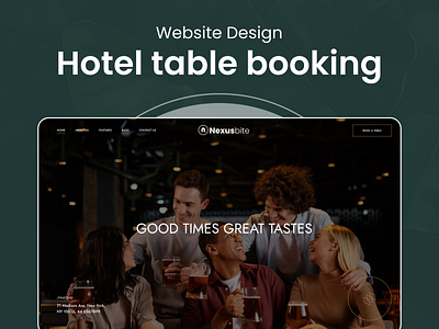 Website Design for Hotel Table Booking application booking website branding creativity design green shade homepage hotel booking landing page minimal design mockup restaurant booking ui ux
