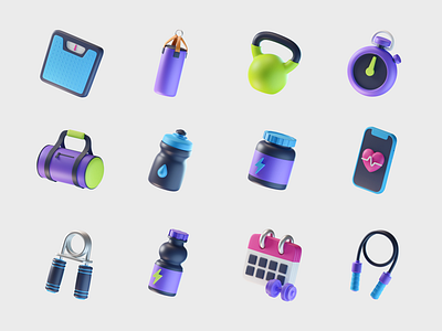 Fitness 3D Icon 3d cardio fitness gym icon illustration sport workout
