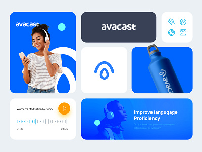 Avacast - Branding Design brand branding courses design graphic design identity language learning listening logo minimal mobile app music music app podcasts streaming symbol ui visual identity website