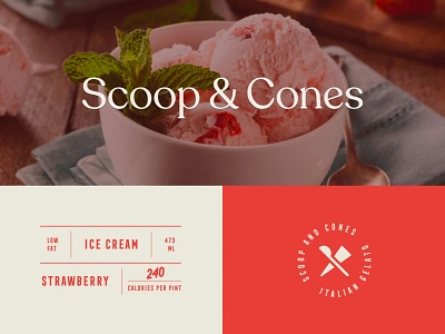 Branding for Scoop & Cones 3d brand identity branding creamery design emblem food food branding food packaging graphic design ice cream brading ice cream packaging ice creaö label label design logo monogram packaging packaging design yogurth