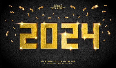Text Effect 2024 Gold 3d animation happy logo text effect