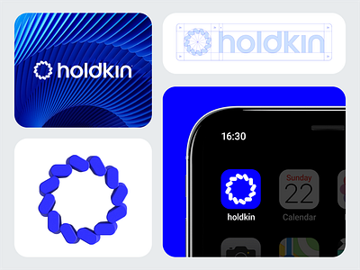 holdkin abstract logo blue logo clean logo geometric logo logomark logotype minimalist simple logo tech logo