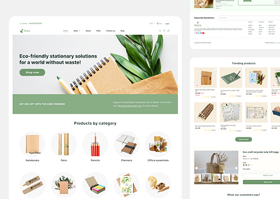 Eco-Friendly Stationary E-commerce Website - Reika design e commerce eco friendly stationery ui ux