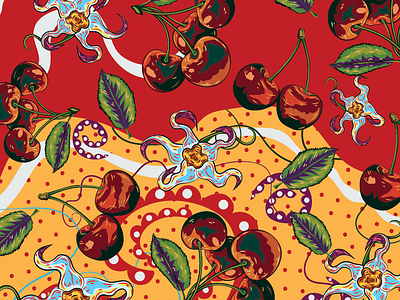 Summer Patterns Design adobe illustrator cherries digital art fruity pattern graphic design illustration pattern pattern design pattern making summer summer pattern