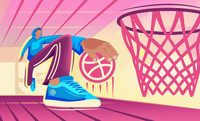 Dribbble 15 15 basketball celebration dribbble dribbble 15 dynamic game illustration movement pink