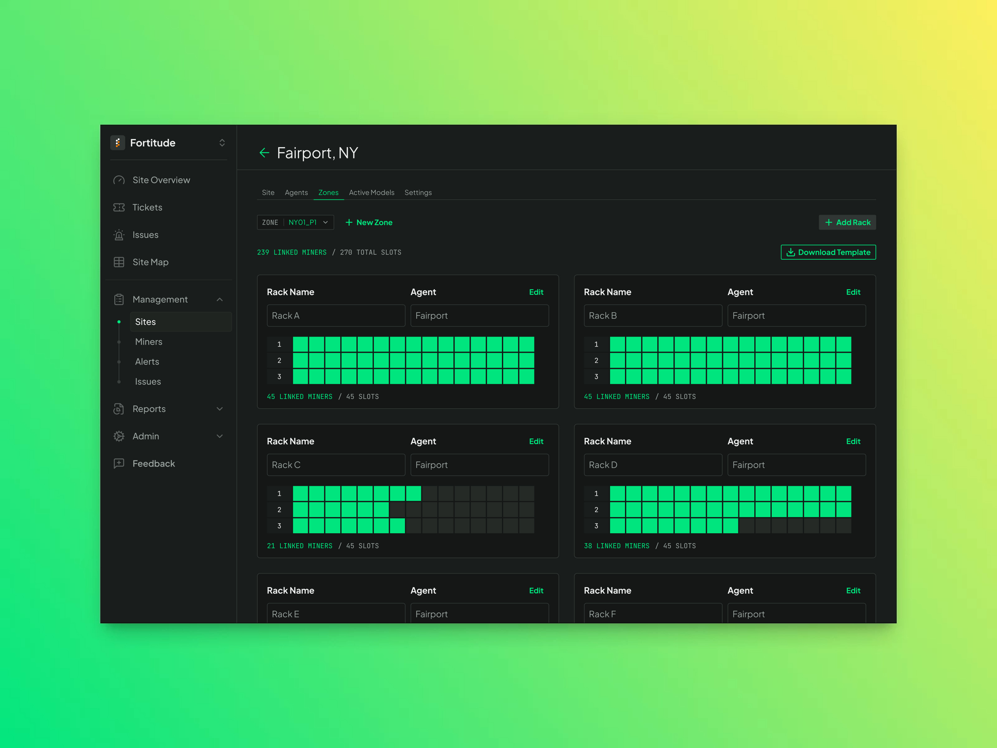 Mining Site Management animation bitcoin blockchain bread crypto cryptocurrency dark ui dashboard design foundry gradient green interface mining motion product design ui ux
