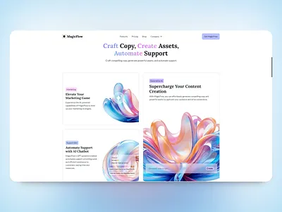 MagicFlow Marketing Website - Bento Feature Section ai bento bento section design feature section grid light mode marketing modern ui uiux web web design webdesign webflow webflow template webflow website website website design website template