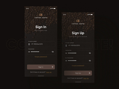 Coffee App branding design ui ux